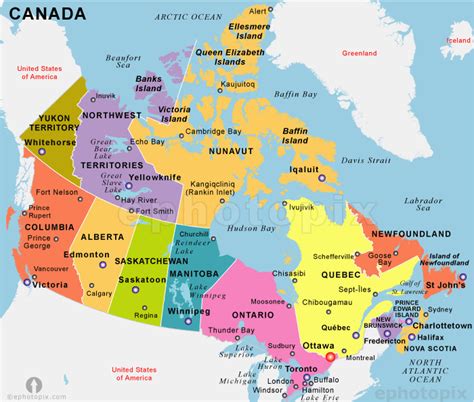 Map of Canada cities: major cities and capital of .